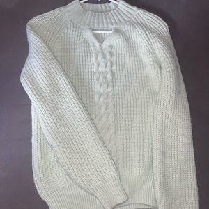 Light green sweater with keyhole